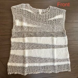 Chico's Textured Knit Top in Cream and Tan/Brown Size 1 NWOT
